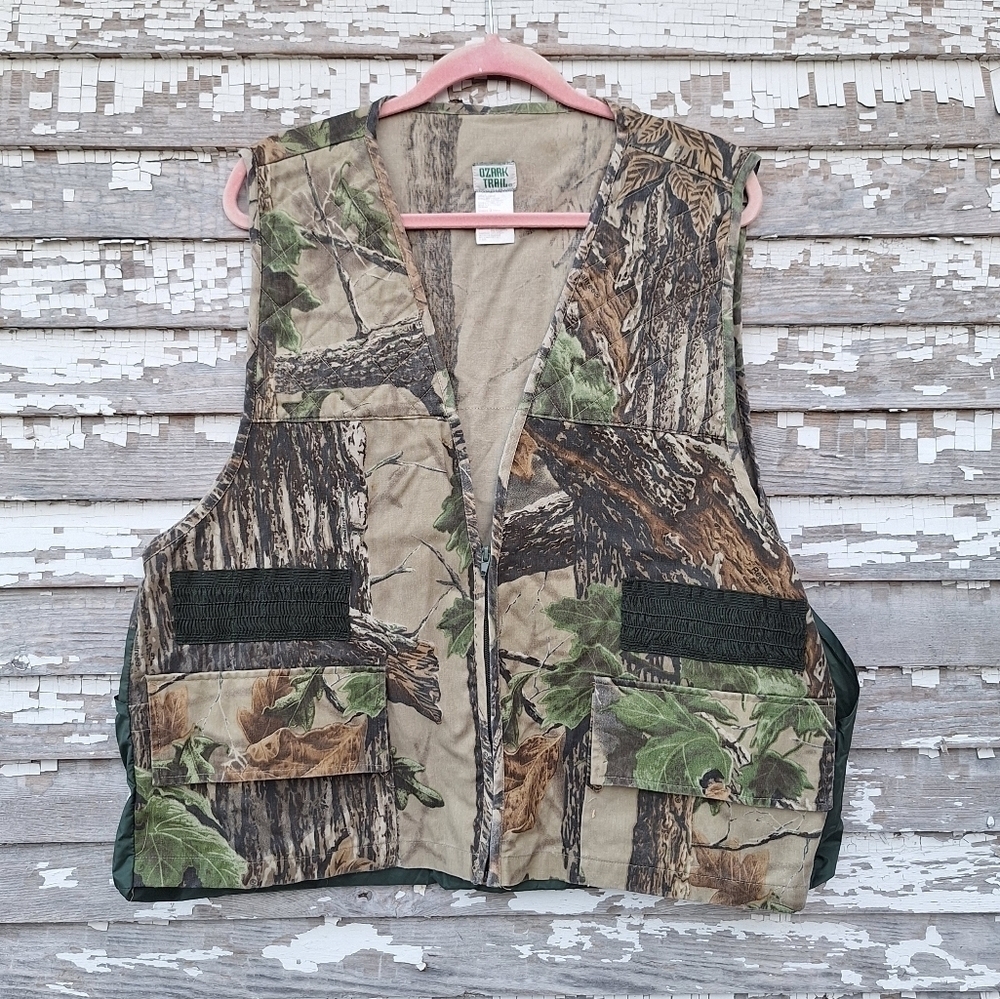🌟 Vintage Ozark Trail real tree camo fishing vest size large